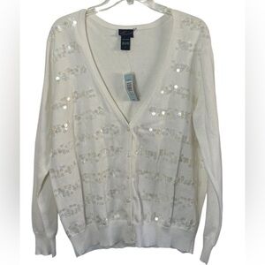 Torrid Cotton Sweater Cardigan Off-White Scattered Sequins Size 2X